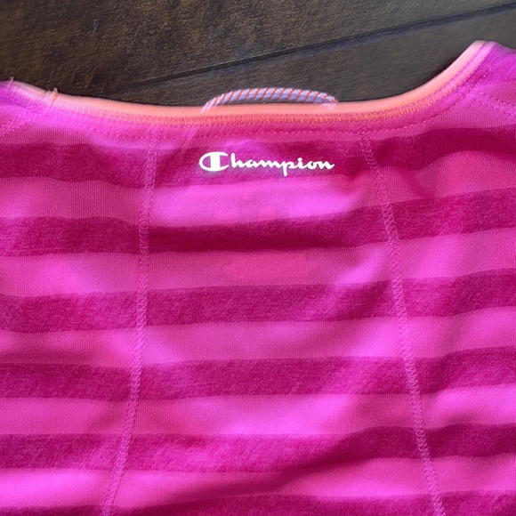 Champion V-Neck Pink Striped Tee Shirt - Picture 5 of 6